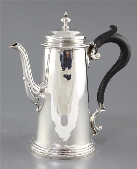 A George V silver coffee pot, Martin Hall & Co gross 13.5 oz.
